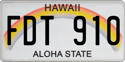 HI license plate FDT910