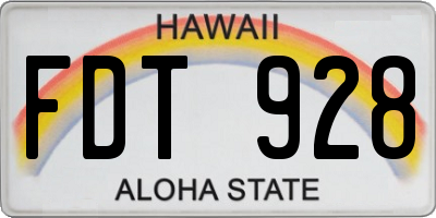 HI license plate FDT928