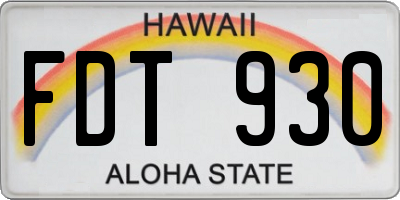 HI license plate FDT930