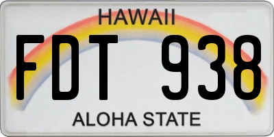 HI license plate FDT938