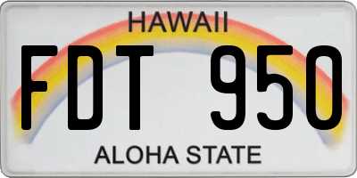 HI license plate FDT950