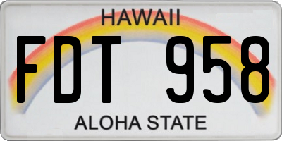 HI license plate FDT958