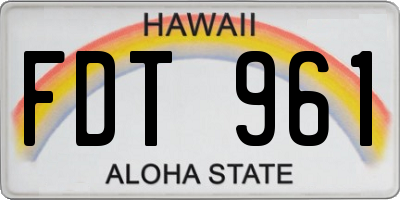 HI license plate FDT961