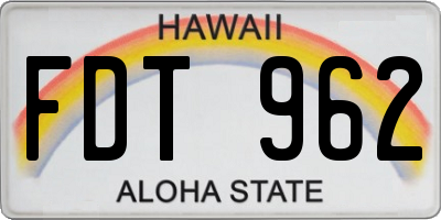 HI license plate FDT962