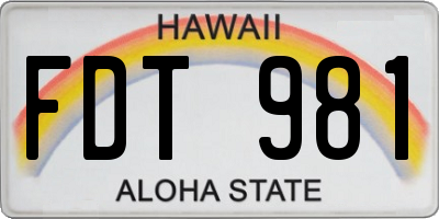 HI license plate FDT981