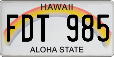 HI license plate FDT985