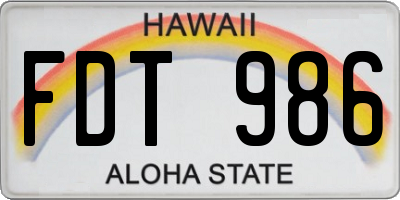 HI license plate FDT986