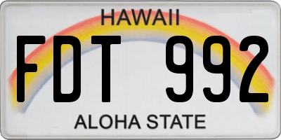 HI license plate FDT992