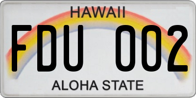 HI license plate FDU002