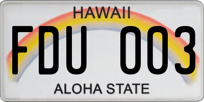 HI license plate FDU003