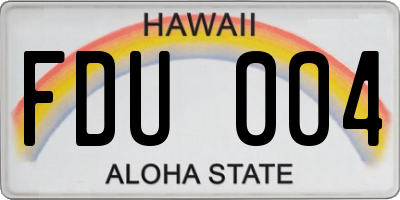 HI license plate FDU004