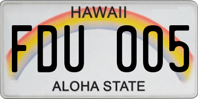 HI license plate FDU005
