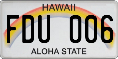 HI license plate FDU006