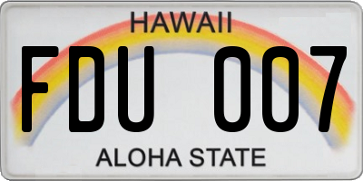 HI license plate FDU007