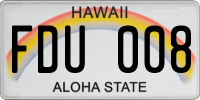 HI license plate FDU008
