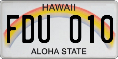 HI license plate FDU010