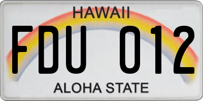 HI license plate FDU012