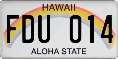 HI license plate FDU014