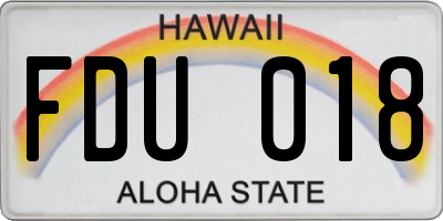 HI license plate FDU018