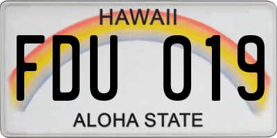 HI license plate FDU019