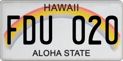 HI license plate FDU020