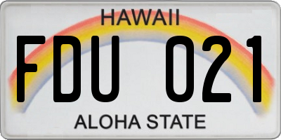 HI license plate FDU021