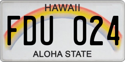 HI license plate FDU024