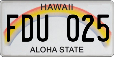 HI license plate FDU025