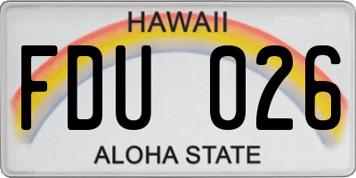 HI license plate FDU026