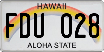 HI license plate FDU028