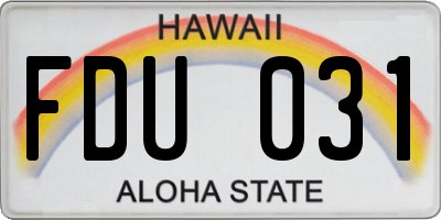 HI license plate FDU031