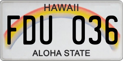 HI license plate FDU036