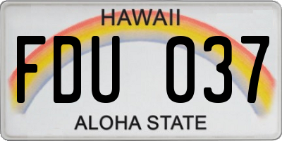 HI license plate FDU037
