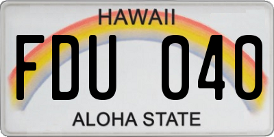 HI license plate FDU040