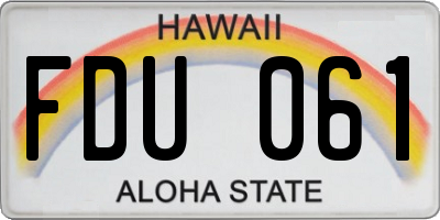 HI license plate FDU061
