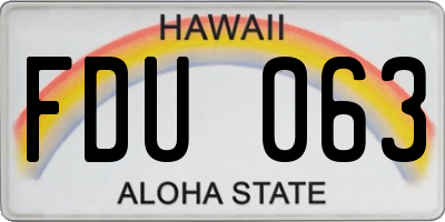 HI license plate FDU063
