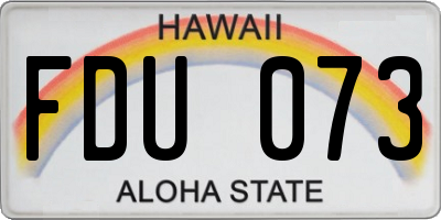 HI license plate FDU073