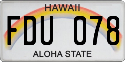HI license plate FDU078