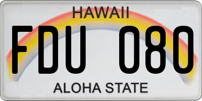 HI license plate FDU080