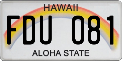 HI license plate FDU081