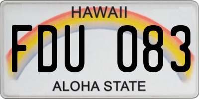 HI license plate FDU083