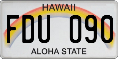 HI license plate FDU090