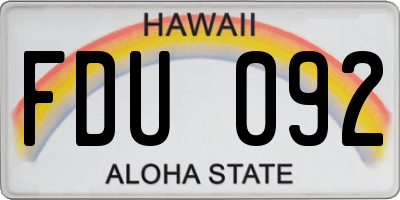 HI license plate FDU092