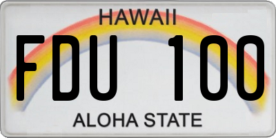 HI license plate FDU100