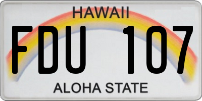 HI license plate FDU107