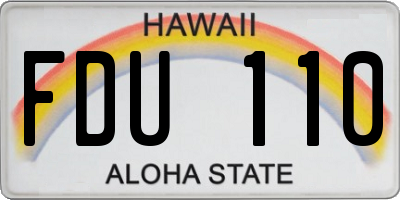 HI license plate FDU110
