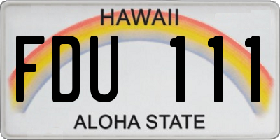 HI license plate FDU111