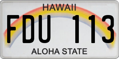 HI license plate FDU113
