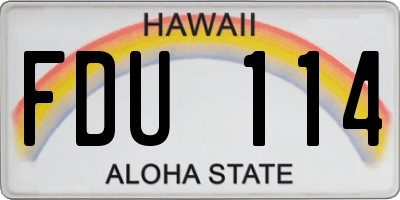 HI license plate FDU114