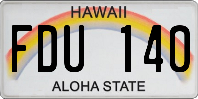 HI license plate FDU140